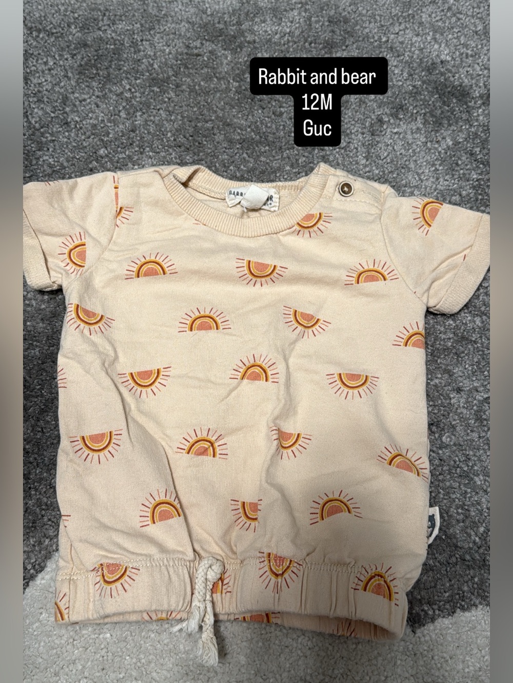 Cream Sun Print Baby tshirt
